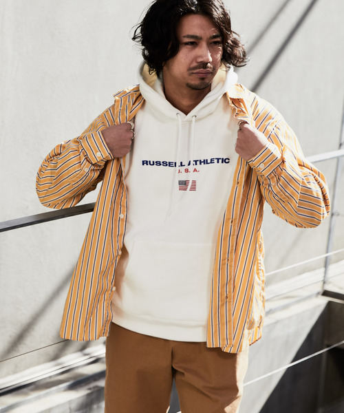 CIAOPANIC（チャオパニック）の「ストライプギャザーシャツ（シャツ/ブラウス・メンズ・ネイビー/イエロー/ブルー・SMALL/MEDIUM/LARGE）」の12枚目の写真