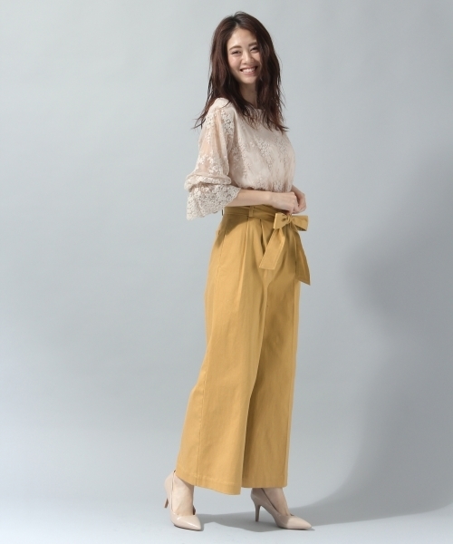 Andemiu（アンデミュウ）の「ハイライズチノワイドパンツ784643（その他パンツ・レディース・ベージュ/カーキ/イエロー・SMALL/MEDIUM）」の6枚目の写真