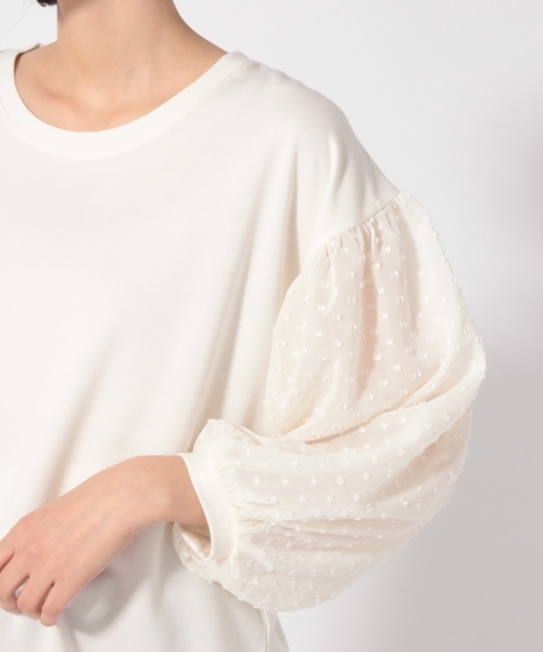 LOWRYS FARM（ローリーズファーム）の「ソデシフォンドットプルオーバー　788895 （Tシャツ/カットソー・レディース・ネイビー/オフホワイト/ブラック・LARGE/MEDIUM）」の7枚目の写真