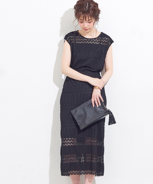 natural couture(ナチュラルクチュール)の「波波柄ロングゆるタイト(スカート・レディース・オフホワイト/ブラック/ミント・FREE)」の15枚目の写真