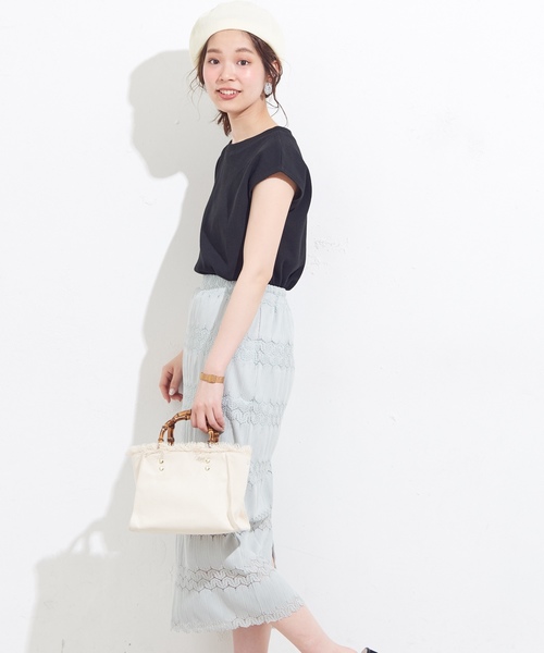 natural couture(ナチュラルクチュール)の「波波柄ロングゆるタイト(スカート・レディース・オフホワイト/ブラック/ミント・FREE)」の16枚目の写真