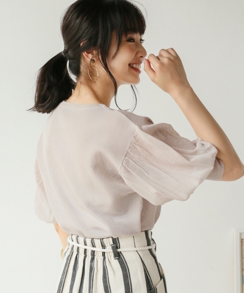 A part by（アパートバイ）の「16GRyPoシースルーBN6S　798506（ニット/セーター・レディース・ライトグレー/ブラック/ベージュ・FREE）」の3枚目の写真