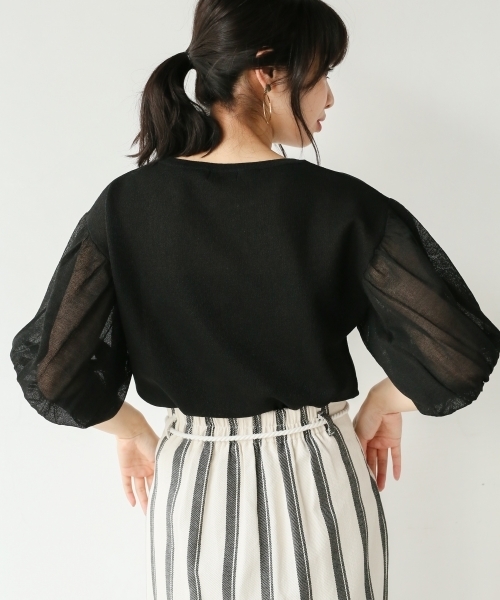 A part by（アパートバイ）の「16GRyPoシースルーBN6S　798506（ニット/セーター・レディース・ライトグレー/ブラック/ベージュ・FREE）」の19枚目の写真