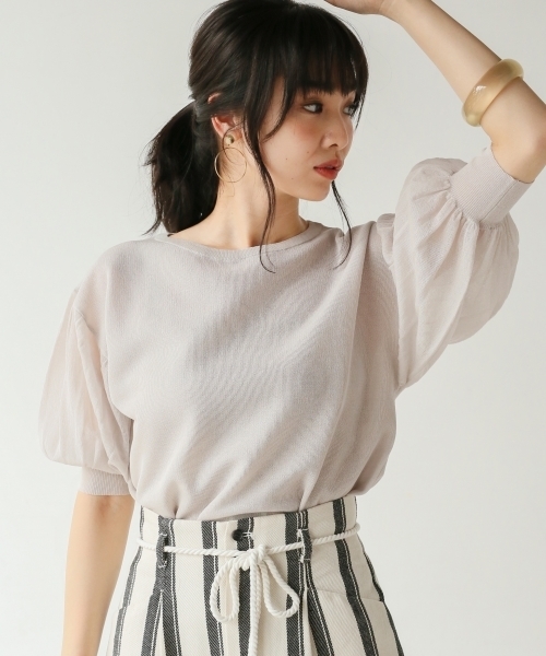 A part by（アパートバイ）の「16GRyPoシースルーBN6S　798506（ニット/セーター・レディース・ライトグレー/ブラック/ベージュ・FREE）」の16枚目の写真