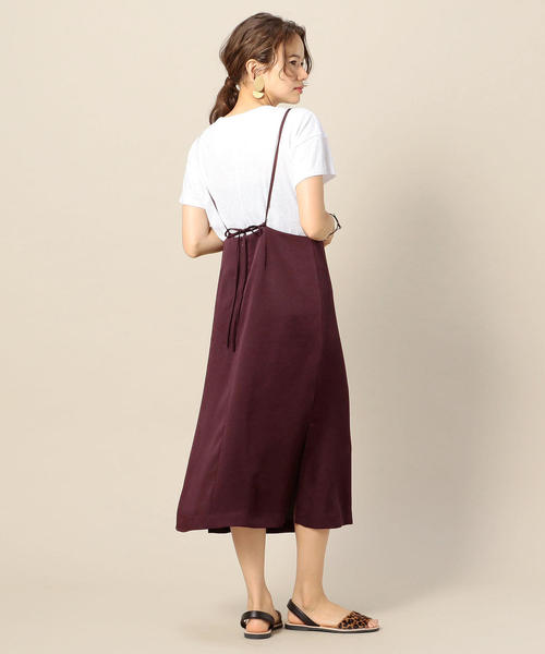 BEAUTY&YOUTH UNITED ARROWS（ビューティーアンドユースユナイテッドアローズ）の「BY サテンキャミソールワンピース -手洗い可能- ◆（ワンピース・レディース・ブラウン/ワインレッド/ブラック・FREE）」の4枚目の写真