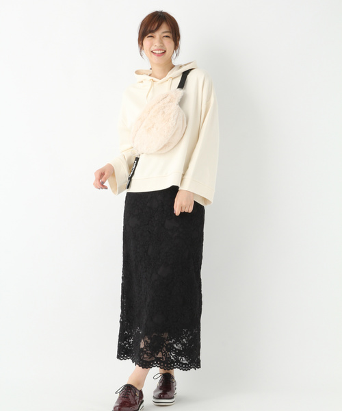 GLOBAL WORK（グローバルワーク）の「レースナロースカート/808102（スカート・レディース・ブラック/ベージュ/カーキ・MEDIUM/LARGE）」の6枚目の写真