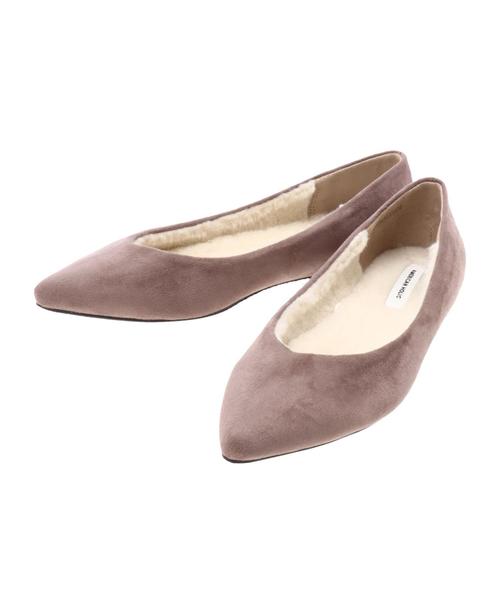 AMERICAN HOLIC（アメリカンホリック）の「ボアフラットポインテッドパンプス（パンプス・レディース・マスタード/ダークネイビー/ピンク/グレー・S/M/L）」の5枚目の写真