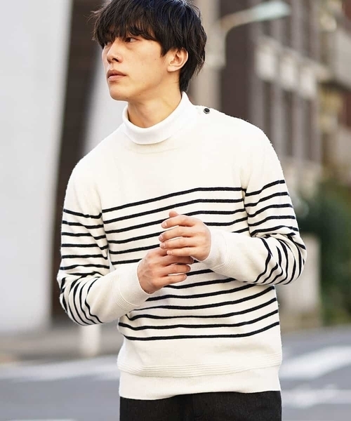 MK MICHEL KLEIN HOMME （エムケーミッシェルクランオム）の「ニット（ハーフミラノ）（ニット/セーター・メンズ・ホワイト/ブラック/ネイビー・46/48/40/51）」の2枚目の写真