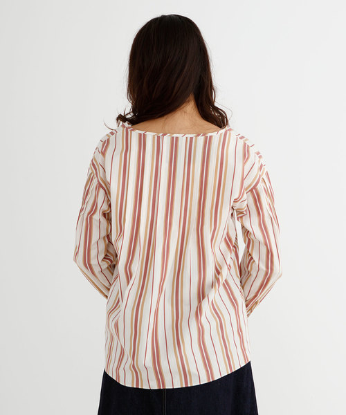 Munich(ミューニック)の「コットンキュプラストライプキーネックシャツ(シャツ/ブラウス・レディース・ベージュ/オフホワイト・FREE)」の15枚目の写真