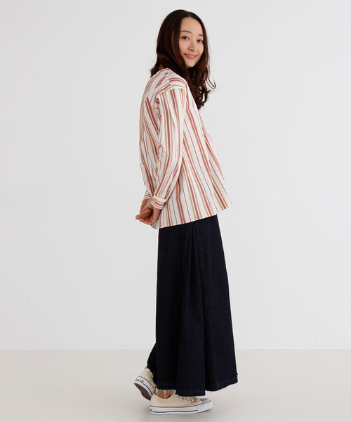 Munich(ミューニック)の「コットンキュプラストライプキーネックシャツ(シャツ/ブラウス・レディース・ベージュ/オフホワイト・FREE)」の16枚目の写真