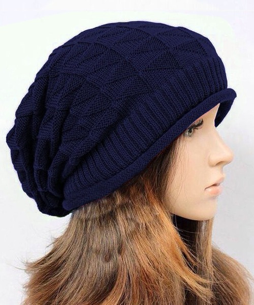 DAY CLOSET（デイ クローゼット）の「レディース シンプルニット帽（ニットキャップ/ビーニー・レディース・ブラック/ブラウン/グレー/ベージュ/レッド/パープル/ネイビー・ONE SIZE）」の5枚目の写真