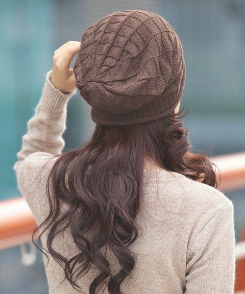 DAY CLOSET（デイ クローゼット）の「レディース シンプルニット帽（ニットキャップ/ビーニー・レディース・ブラック/ブラウン/グレー/ベージュ/レッド/パープル/ネイビー・ONE SIZE）」の10枚目の写真