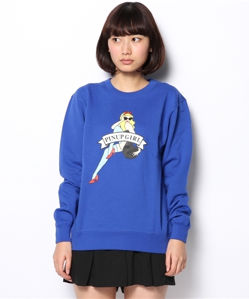 WEGO（ウィゴー）の「WEGO/ヒューマンプリントスウェット（スウェット・レディース・オフホワイト/ブルー/ネイビー/レッド/杢グレー・FREE）」の12枚目の写真