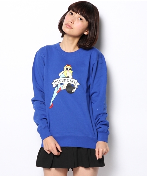 WEGO（ウィゴー）の「WEGO/ヒューマンプリントスウェット（スウェット・レディース・オフホワイト/ブルー/ネイビー/レッド/杢グレー・FREE）」の13枚目の写真