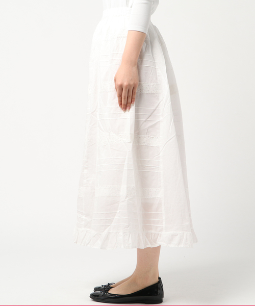 Samansa Mos2（サマンサ モスモス）の「レースピンタックスカート（スカート・レディース・ブラック/オフホワイト/オレンジ・ﾌﾘ-）」の4枚目の写真