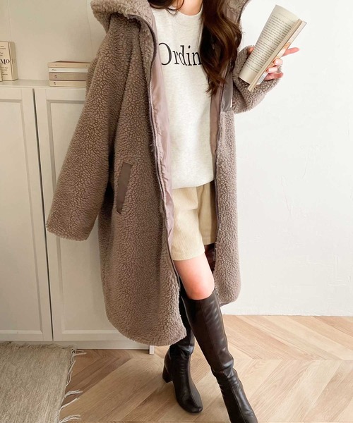 swooplexジップアップロングボアコート サイズ4L swooplexジップアップロングボアコート サイズ4L