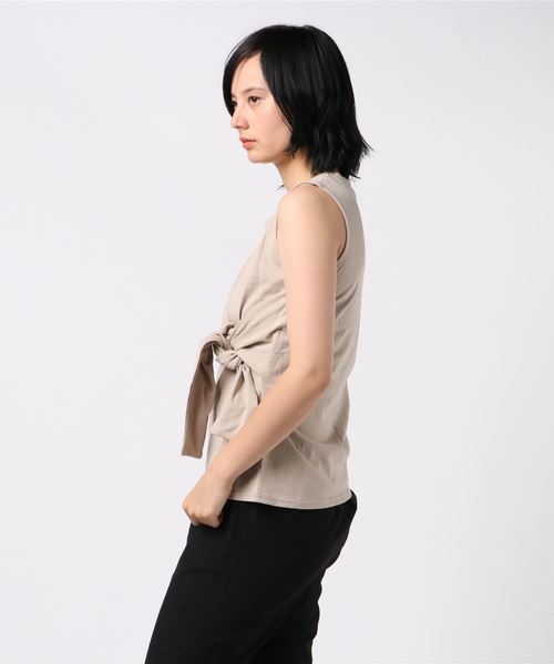 Cheek(チーク)の「麻調天竺リボントップス(Tシャツ/カットソー・レディース・ピンク/イエロー/アイボリー・MEDIUM)」の4枚目の写真