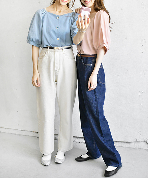 PairPair（ペアペア）の「袖ボリュームイロイロ釦スクエアネックブラウス（シャツ/ブラウス・レディース・スモークピンク/アイボリー/ブルー/ブラック・FREE）」の9枚目の写真