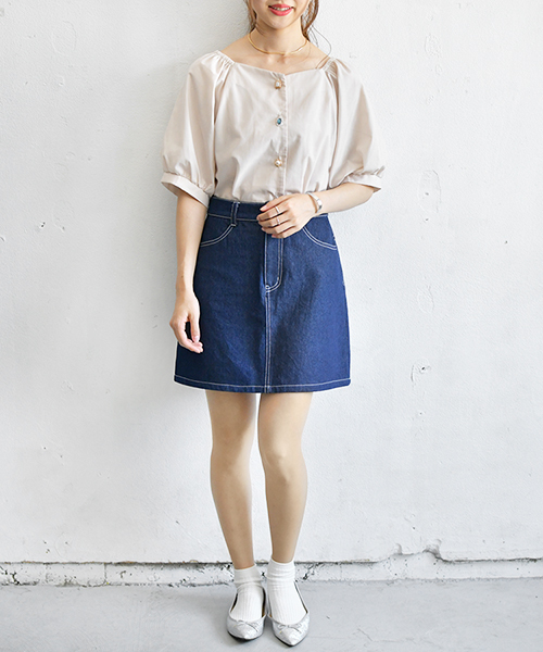 PairPair（ペアペア）の「袖ボリュームイロイロ釦スクエアネックブラウス（シャツ/ブラウス・レディース・スモークピンク/アイボリー/ブルー/ブラック・FREE）」の14枚目の写真