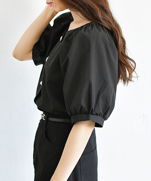 PairPair（ペアペア）の「袖ボリュームイロイロ釦スクエアネックブラウス（シャツ/ブラウス・レディース・スモークピンク/アイボリー/ブルー/ブラック・FREE）」の18枚目の写真