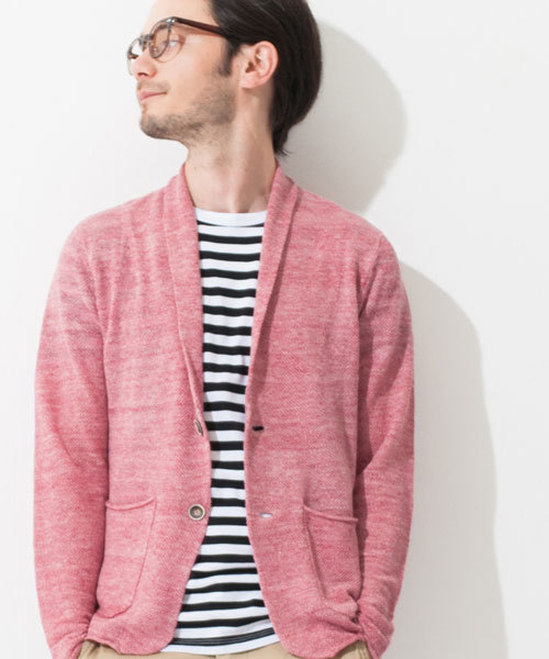 green label relaxing(グリーンレーベルリラクシング)の「◎LINEN SHAWLジャケット カーディガン ◆(テーラードジャケット・メンズ・ライトグレー/ワインレッド/ライム/ネイビー・LARGE/MEDIUM/SMALL/X-LARGE)」の1枚目の写真