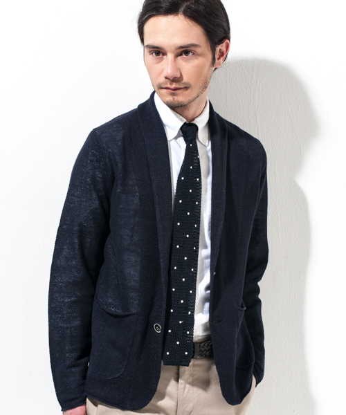 green label relaxing(グリーンレーベルリラクシング)の「◎LINEN SHAWLジャケット カーディガン ◆(テーラードジャケット・メンズ・ライトグレー/ワインレッド/ライム/ネイビー・LARGE/MEDIUM/SMALL/X-LARGE)」の4枚目の写真