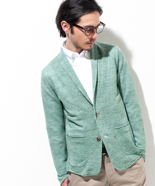 green label relaxing(グリーンレーベルリラクシング)の「◎LINEN SHAWLジャケット カーディガン ◆(テーラードジャケット・メンズ・ライトグレー/ワインレッド/ライム/ネイビー・LARGE/MEDIUM/SMALL/X-LARGE)」の3枚目の写真