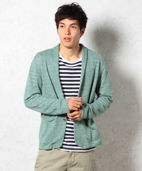 green label relaxing(グリーンレーベルリラクシング)の「◎LINEN SHAWLジャケット カーディガン ◆(テーラードジャケット・メンズ・ライトグレー/ワインレッド/ライム/ネイビー・LARGE/MEDIUM/SMALL/X-LARGE)」の5枚目の写真