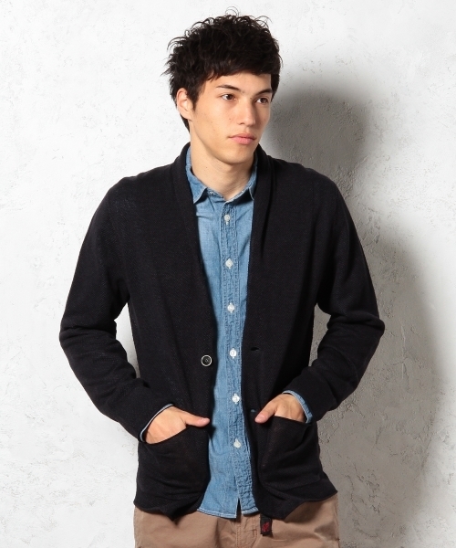 green label relaxing(グリーンレーベルリラクシング)の「◎LINEN SHAWLジャケット カーディガン ◆(テーラードジャケット・メンズ・ライトグレー/ワインレッド/ライム/ネイビー・LARGE/MEDIUM/SMALL/X-LARGE)」の6枚目の写真