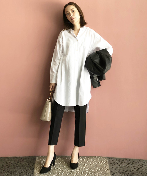 PICCIN（ピッチン）の「ラウンドカットヘムリネン混ロングシャツ（シャツ/ブラウス・レディース・ブラック/グレー/オフホワイト/エメラルド/ブルーグレー・MEDIUM）」の13枚目の写真