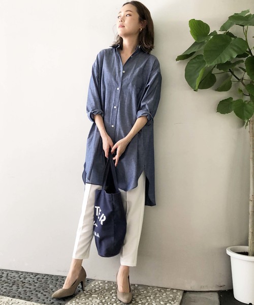 PICCIN（ピッチン）の「ラウンドカットヘムリネン混ロングシャツ（シャツ/ブラウス・レディース・ブラック/グレー/オフホワイト/エメラルド/ブルーグレー・MEDIUM）」の22枚目の写真