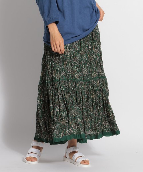 niko and...（ニコアンド）の「インド柄ティアードロングスカート（スカート・レディース・ネイビー/グリーン/キャメル・FREE）」の2枚目の写真