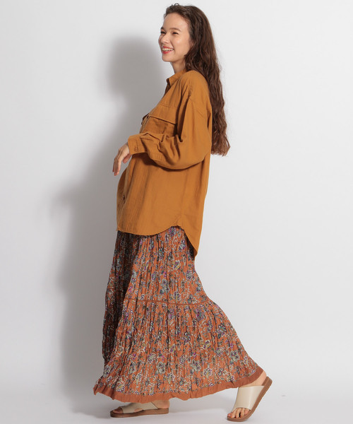 niko and...（ニコアンド）の「インド柄ティアードロングスカート（スカート・レディース・ネイビー/グリーン/キャメル・FREE）」の6枚目の写真