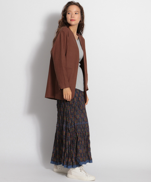 niko and...（ニコアンド）の「インド柄ティアードロングスカート（スカート・レディース・ネイビー/グリーン/キャメル・FREE）」の5枚目の写真