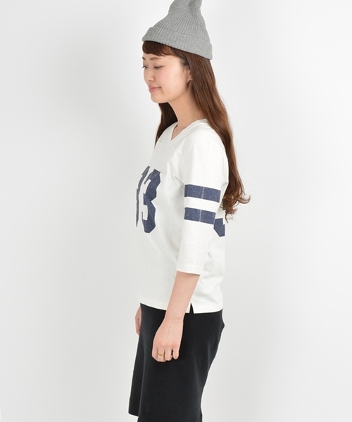 SHIPS for women（シップスフォーウィメン）の「SHINZONE:フットボールTee◇（Tシャツ/カットソー・レディース・ホワイト/ネイビー・ONE SIZE）」の3枚目の写真