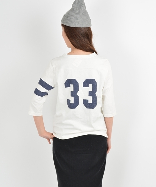 SHIPS for women（シップスフォーウィメン）の「SHINZONE:フットボールTee◇（Tシャツ/カットソー・レディース・ホワイト/ネイビー・ONE SIZE）」の4枚目の写真