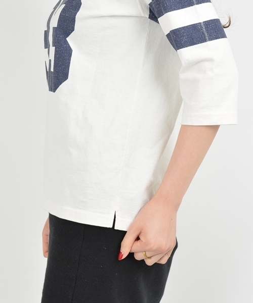 SHIPS for women（シップスフォーウィメン）の「SHINZONE:フットボールTee◇（Tシャツ/カットソー・レディース・ホワイト/ネイビー・ONE SIZE）」の6枚目の写真
