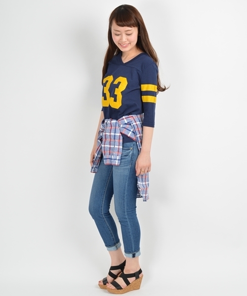 SHIPS for women（シップスフォーウィメン）の「SHINZONE:フットボールTee◇（Tシャツ/カットソー・レディース・ホワイト/ネイビー・ONE SIZE）」の7枚目の写真