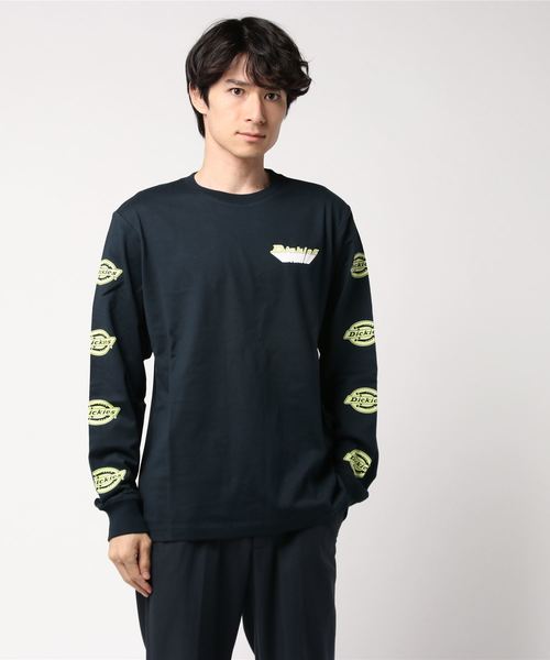 Dickies(ディッキーズ)の「【メンズ】Dickiesロゴシャイニングジェルプリント長袖Tシャツ(Tシャツ/カットソー)」|ダークネイビー