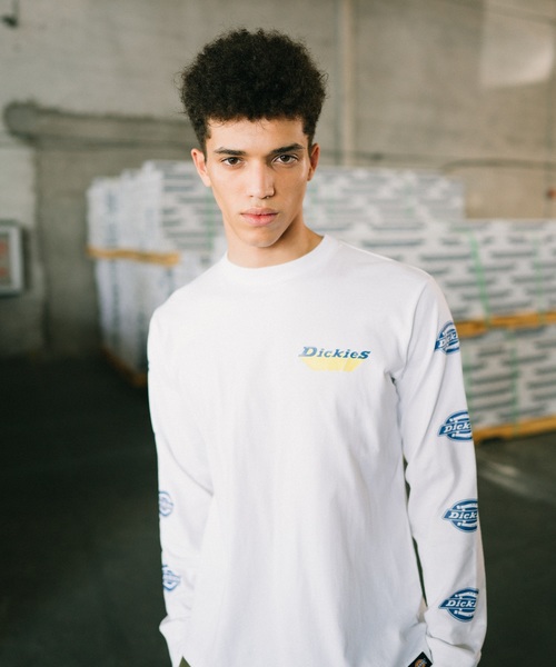 Dickies(ディッキーズ)の「【メンズ】Dickiesロゴシャイニングジェルプリント長袖Tシャツ(Tシャツ/カットソー)」|ホワイト