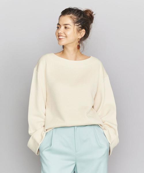 BEAUTY&YOUTH UNITED ARROWS(ビューティーアンドユースユナイテッドアローズ)の「BY コットンアクリル畦ボートネックワイドスリーブカットソーо(Tシャツ/カットソー・レディース・ブラック/ダークブラウン/オフホワイト・FREE)」の1枚目の写真