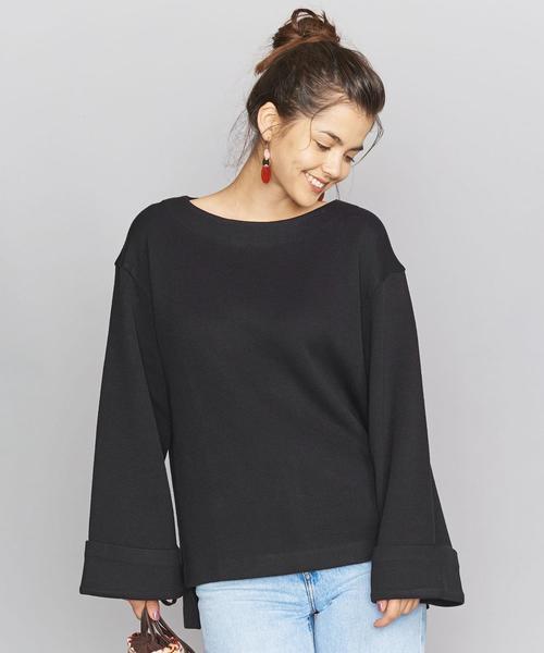 BEAUTY&YOUTH UNITED ARROWS(ビューティーアンドユースユナイテッドアローズ)の「BY コットンアクリル畦ボートネックワイドスリーブカットソーо(Tシャツ/カットソー・レディース・ブラック/ダークブラウン/オフホワイト・FREE)」の2枚目の写真