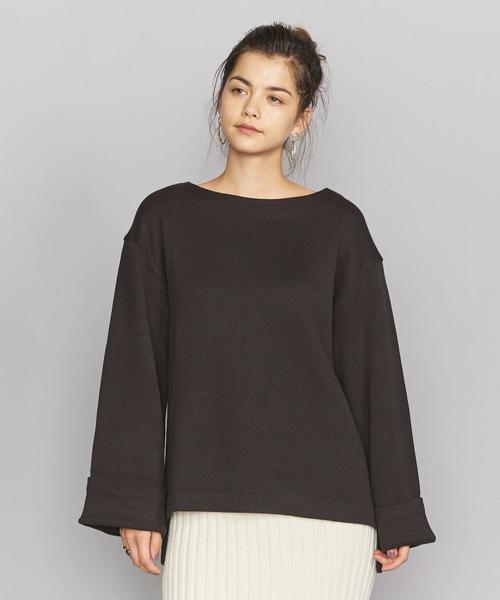 BEAUTY&YOUTH UNITED ARROWS(ビューティーアンドユースユナイテッドアローズ)の「BY コットンアクリル畦ボートネックワイドスリーブカットソーо(Tシャツ/カットソー・レディース・ブラック/ダークブラウン/オフホワイト・FREE)」の4枚目の写真