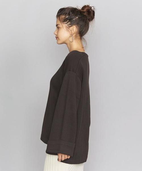 BEAUTY&YOUTH UNITED ARROWS(ビューティーアンドユースユナイテッドアローズ)の「BY コットンアクリル畦ボートネックワイドスリーブカットソーо(Tシャツ/カットソー・レディース・ブラック/ダークブラウン/オフホワイト・FREE)」の5枚目の写真