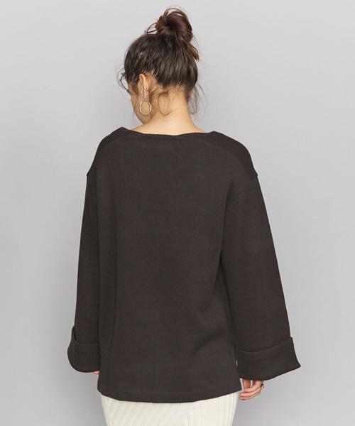 BEAUTY&YOUTH UNITED ARROWS(ビューティーアンドユースユナイテッドアローズ)の「BY コットンアクリル畦ボートネックワイドスリーブカットソーо(Tシャツ/カットソー・レディース・ブラック/ダークブラウン/オフホワイト・FREE)」の6枚目の写真