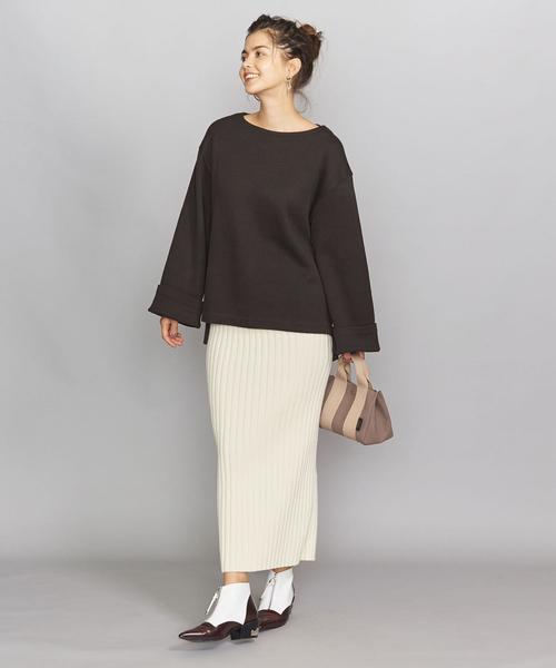 BEAUTY&YOUTH UNITED ARROWS(ビューティーアンドユースユナイテッドアローズ)の「BY コットンアクリル畦ボートネックワイドスリーブカットソーо(Tシャツ/カットソー・レディース・ブラック/ダークブラウン/オフホワイト・FREE)」の18枚目の写真