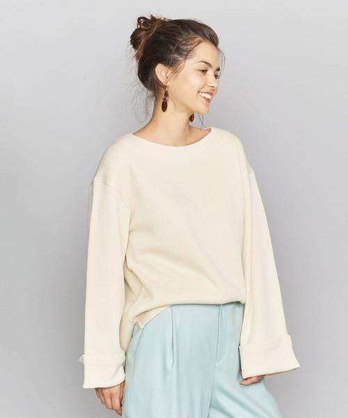 BEAUTY&YOUTH UNITED ARROWS(ビューティーアンドユースユナイテッドアローズ)の「BY コットンアクリル畦ボートネックワイドスリーブカットソーо(Tシャツ/カットソー・レディース・ブラック/ダークブラウン/オフホワイト・FREE)」の8枚目の写真