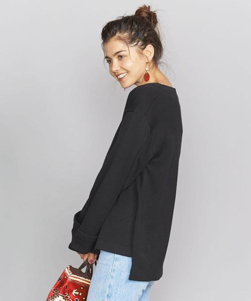 BEAUTY&YOUTH UNITED ARROWS(ビューティーアンドユースユナイテッドアローズ)の「BY コットンアクリル畦ボートネックワイドスリーブカットソーо(Tシャツ/カットソー・レディース・ブラック/ダークブラウン/オフホワイト・FREE)」の9枚目の写真