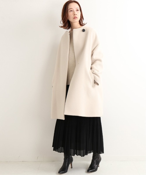 IENA(イエナ)の「ボトルネックトラペーズコート◆(その他アウター・レディース・ベージュ/ネイビー/アイボリー・38/36)」の2枚目の写真