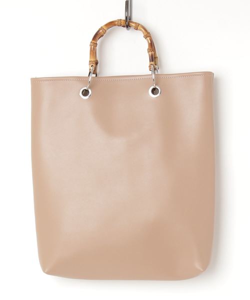 Aunt Marie's（アントマリーズ）の「AUNT MARIE'S バンブーハンドルトートバッグ（トートバッグ・レディース・ブラック/ベージュ/ナチュラル・FREE）」の5枚目の写真